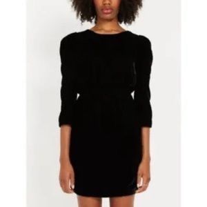 Frank and Oak Black Velvet Puff Sleeves Low Back Mini Dress